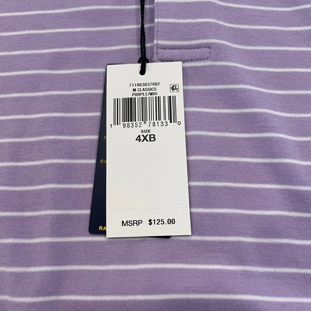 Polo Ralph Lauren Mens 4XB Purple White Striped Short Sleeve Polo Shirt NWT